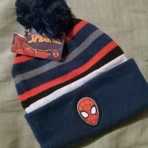 Spiderman Kids Pom Pom Beanie Hat - Navy, Red, Gray